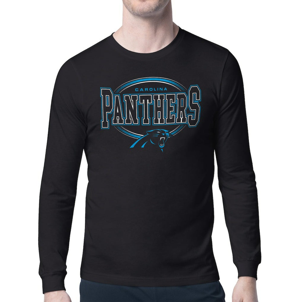 Carolina Panthers Starter Team Track Graphic Long Sleeve T-Shirt Black | NFL