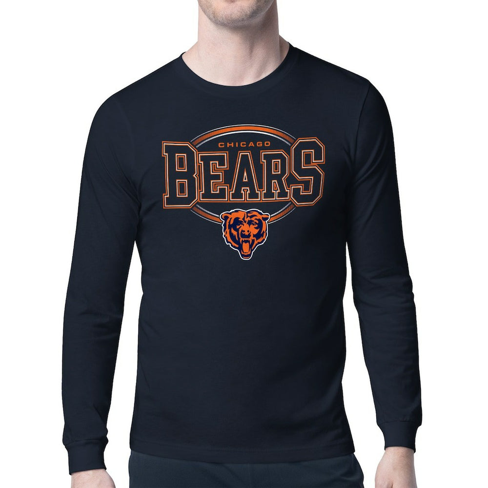 Chicago Bears Starter Team Track Graphic Long Sleeve T-Shirt Navy | NFL