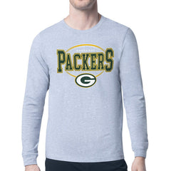 Green Bay Packers Starter Team Track Graphic Long Sleeve T-Shirt Heather Gray | NFL