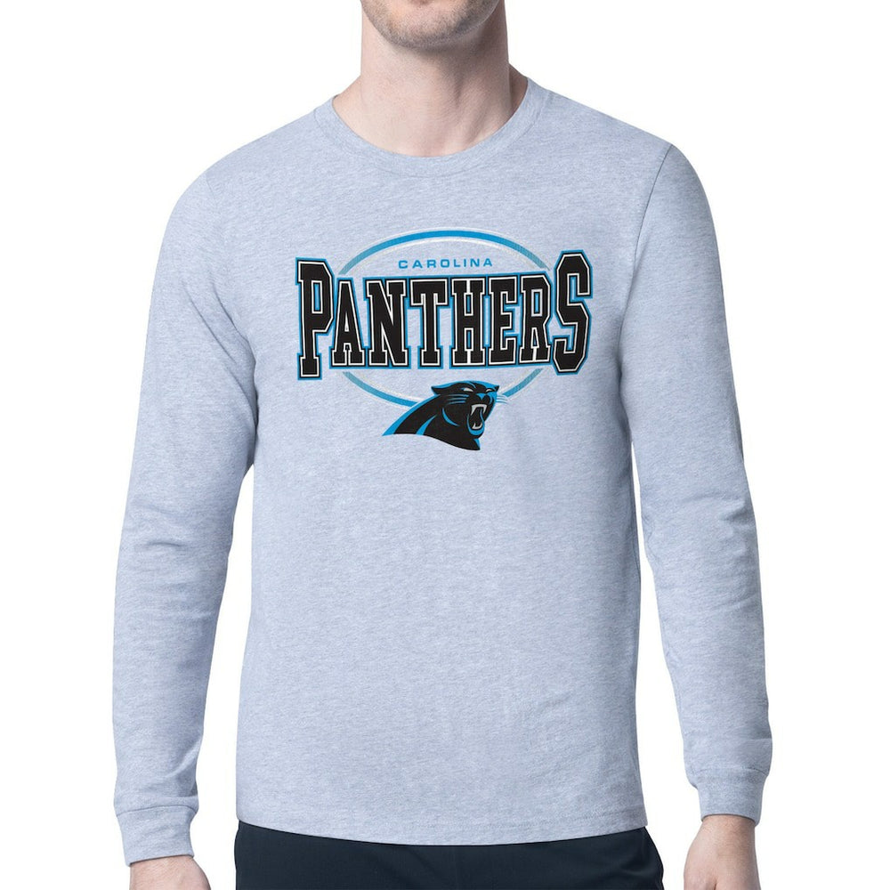 Carolina Panthers Starter Team Track Graphic Long Sleeve T-Shirt Heather Gray | NFL