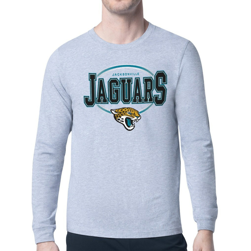 Jacksonville Jaguars Starter Team Track Graphic Long Sleeve T-Shirt Heather Gray | NFL