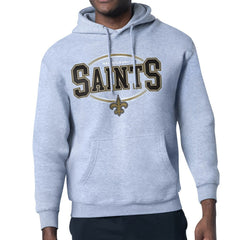 New Orleans Saints Starter Team Track Graphic Pullover Hoodie Heather Gray | NFL