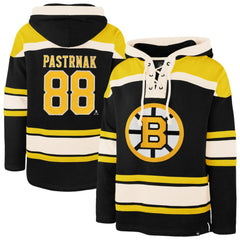 David Pastrnak Boston Bruins '47 Player Name & Number Lacer Hoodie - Black - NHL