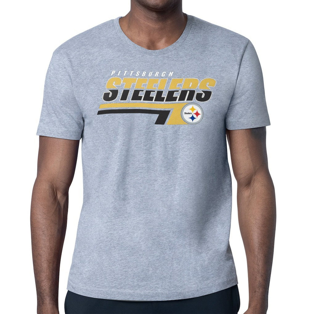 Pittsburgh Steelers Starter Logo Push Graphic T-Shirt Heather Gray | NFL