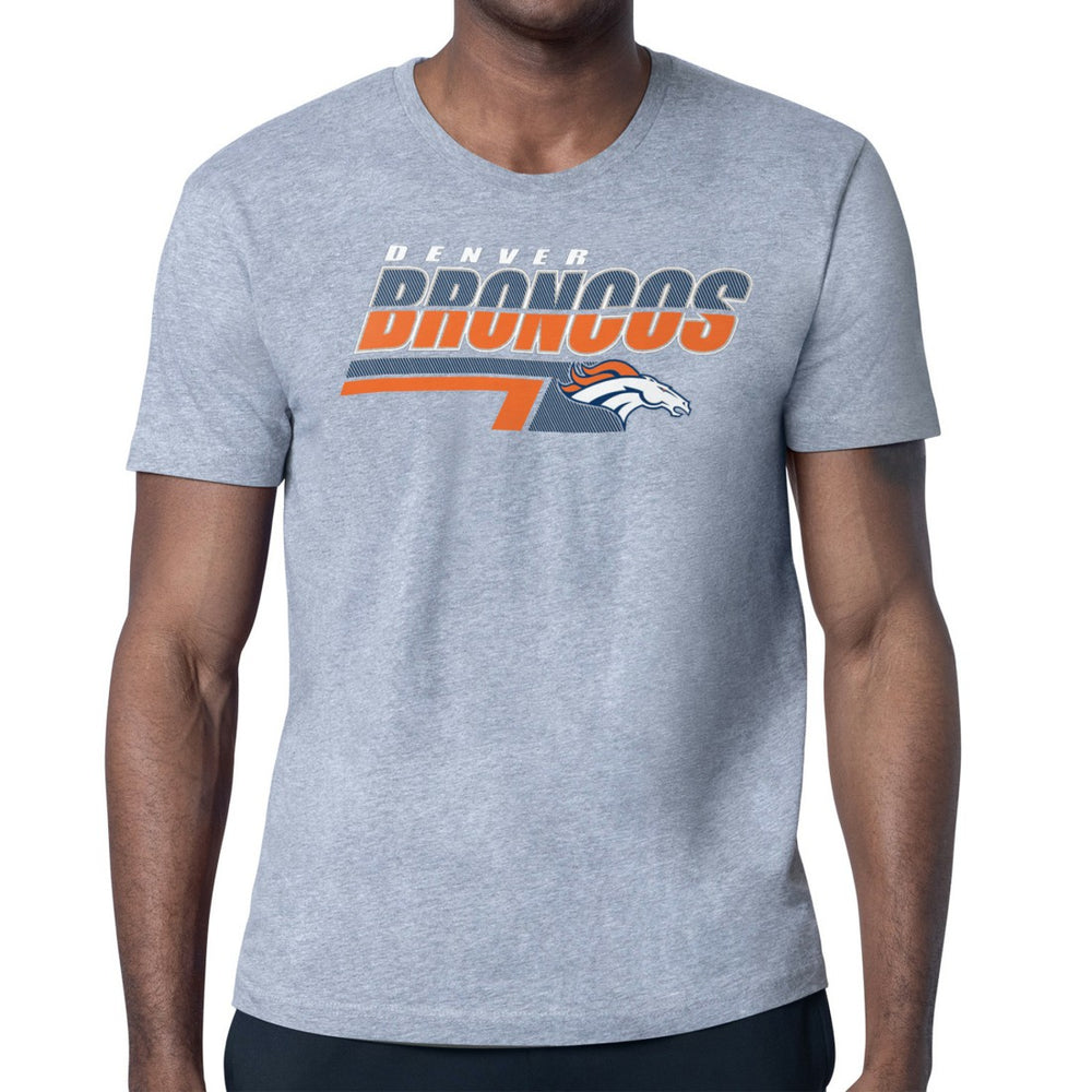Denver Broncos Starter Logo Push Graphic T-Shirt Heather Gray | NFL