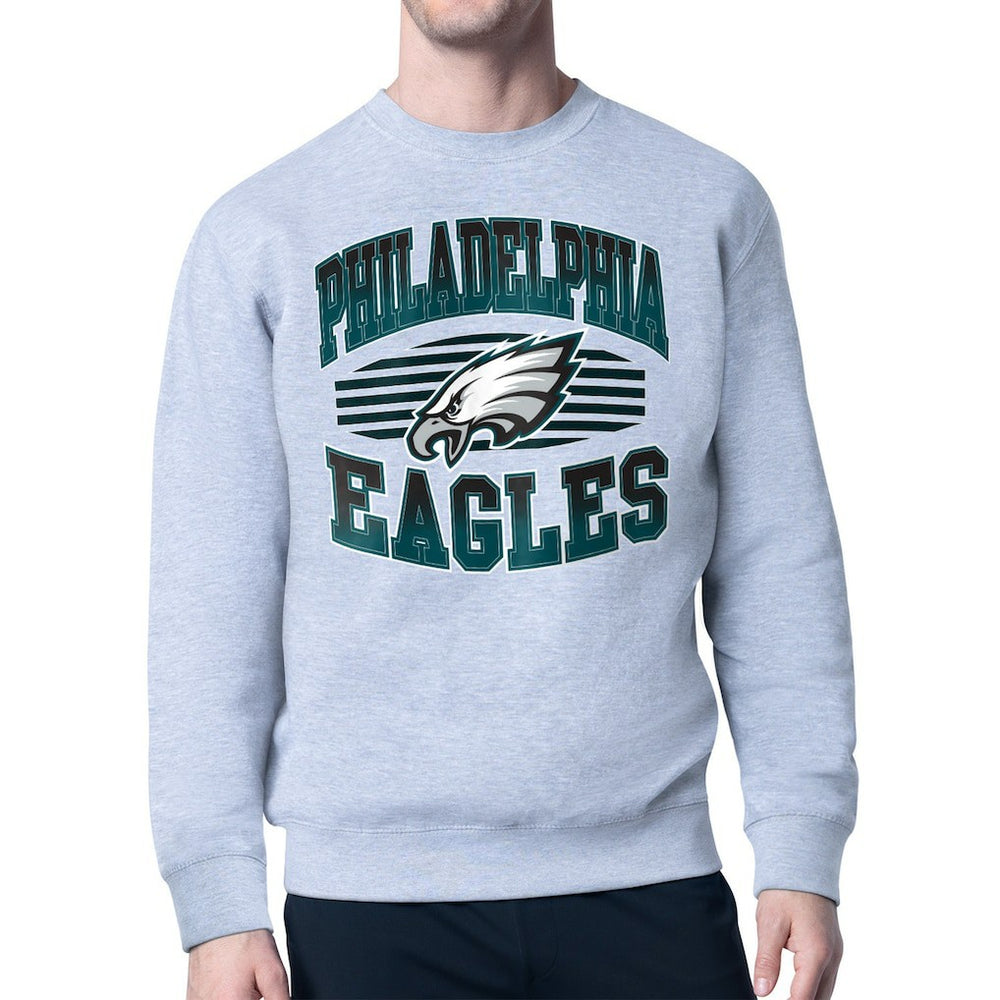 Philadelphia Eagles Starter Team Grit Graphic Fleece Pullover Sweatshirt Heather Gray | NFL