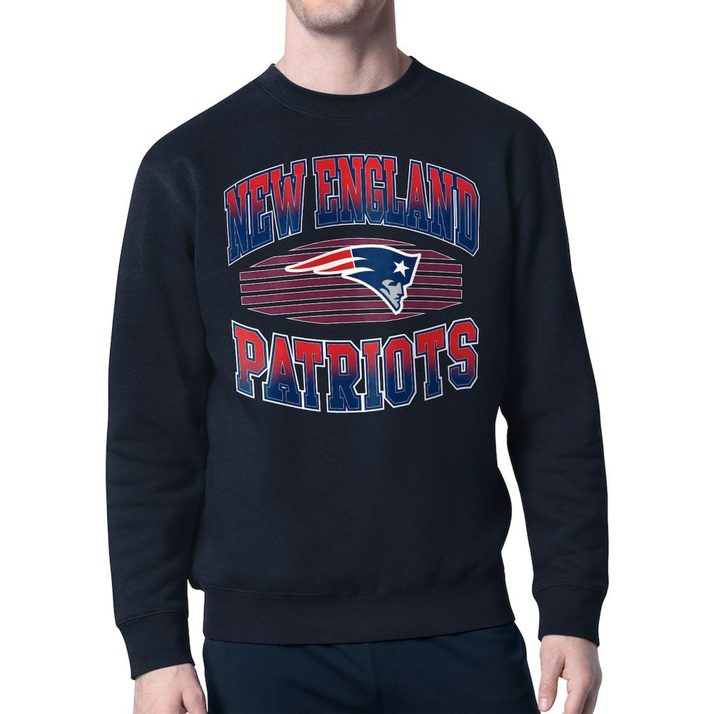 New England Patriots Starter Team Grit Graphic Fleece Pullover Sweatshirt Navy | NFL