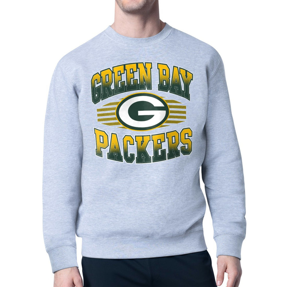 Green Bay Packers Starter Team Grit Graphic Fleece Pullover Sweatshirt Heather Gray | NFL