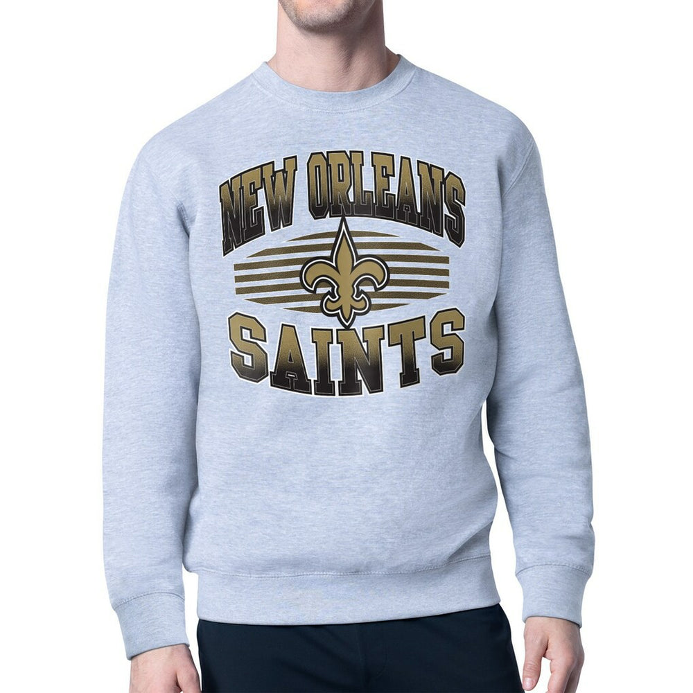 New Orleans Saints Starter Team Grit Graphic Fleece Pullover Sweatshirt Heather Gray | NFL