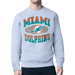 Miami Dolphins Starter Team Grit Graphic Fleece Pullover Sweatshirt Heather Gray | NFL