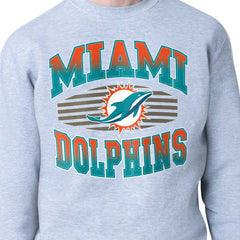 Miami Dolphins Starter Team Grit Graphic Fleece Pullover Sweatshirt Heather Gray | NFL