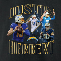 Justin Herbert Los Angeles Chargers Notorious Graphic T-Shirt Black | NFL