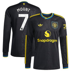 Mason Mount Manchester United 2025/26 Third Replica Long Sleeve Player Jersey Black | Adidas Sale