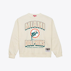 Miami Dolphins Women's Tonal Arch Sweatshirt Cream | Mitchell & Ness