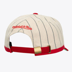 Cincinnati Reds Mitchell & Ness Unisex Vintage Ground Melton Wool Pinstripe Adjustable Hat - MLB
