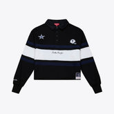 Dallas Cowboys Women's Cropped Long Sleeve Rugby Polo Black | Mitchell & Ness