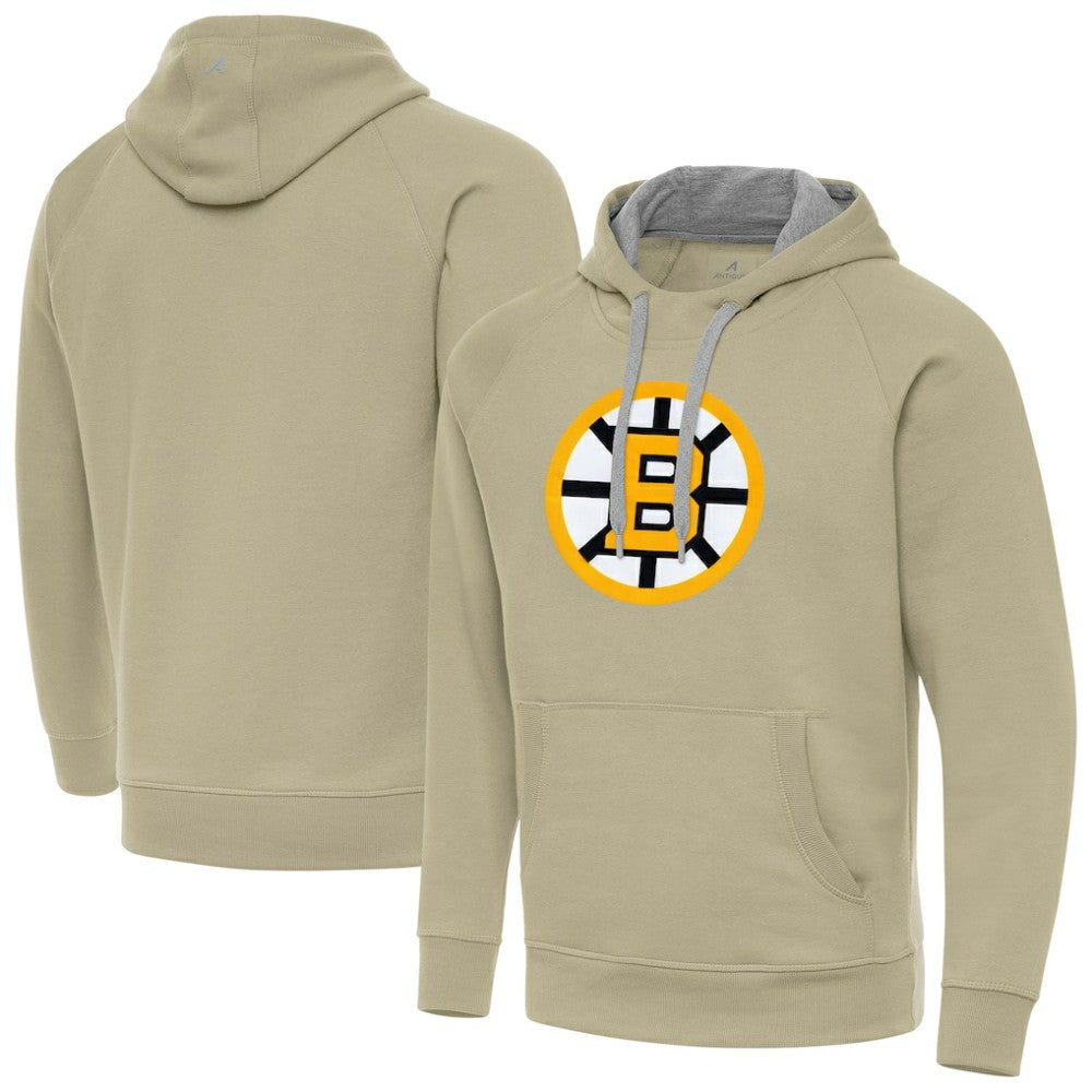 Boston Bruins Antigua Victory Pullover Hoodie - Khaki - NHL