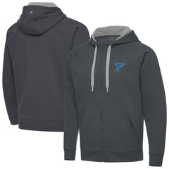 St. Louis Blues Antigua Victory Full-Zip Hoodie - Charcoal - NHL