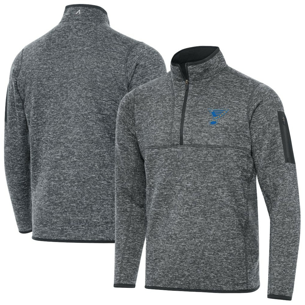 St. Louis Blues Antigua Fortune Quarter-Zip Pullover Jacket - Heather Gray - NHL