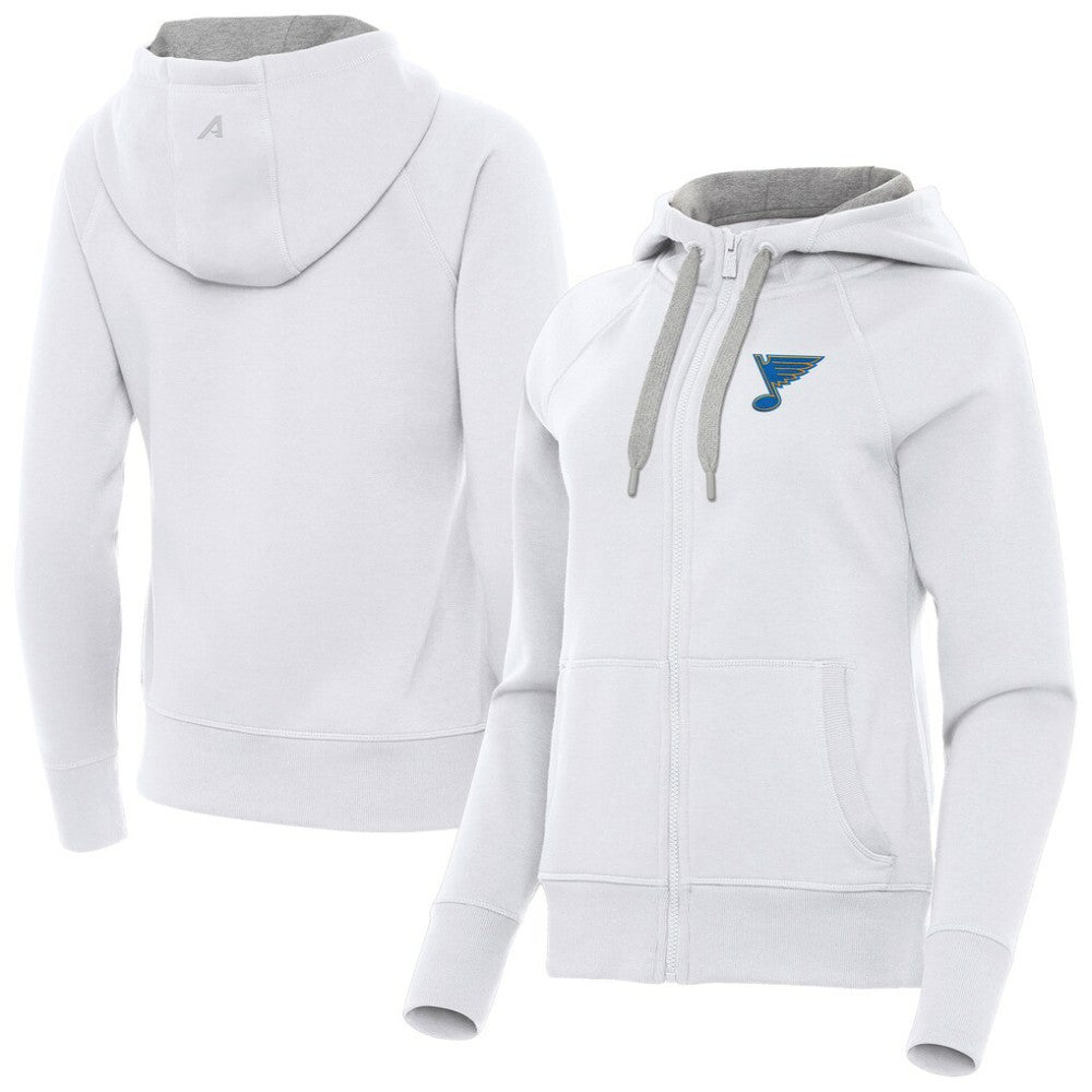 St. Louis Blues Antigua Women's Victory Full-Zip Hoodie - White - NHL