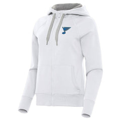 St. Louis Blues Antigua Women's Victory Full-Zip Hoodie - White - NHL