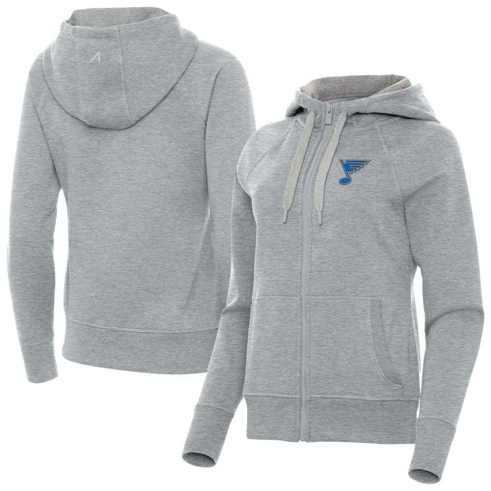 St. Louis Blues Antigua Women's Victory Full-Zip Hoodie - Heather Gray - NHL