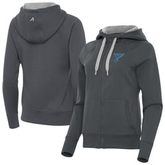 St. Louis Blues Antigua Women's Victory Full-Zip Hoodie - Charcoal - NHL