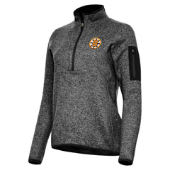 Boston Bruins Antigua Women's Fortune Half-Zip Pullover - Heather Black - NHL