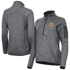 Boston Bruins Antigua Women's Fortune Half-Zip Pullover - Heather Black - NHL