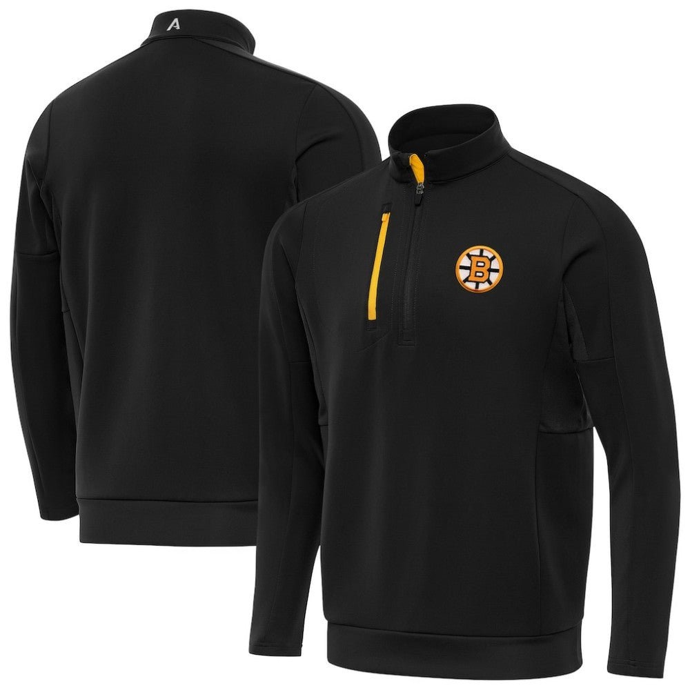 Boston Bruins Antigua Generation Quarter-Zip Pullover Top - Black - NHL