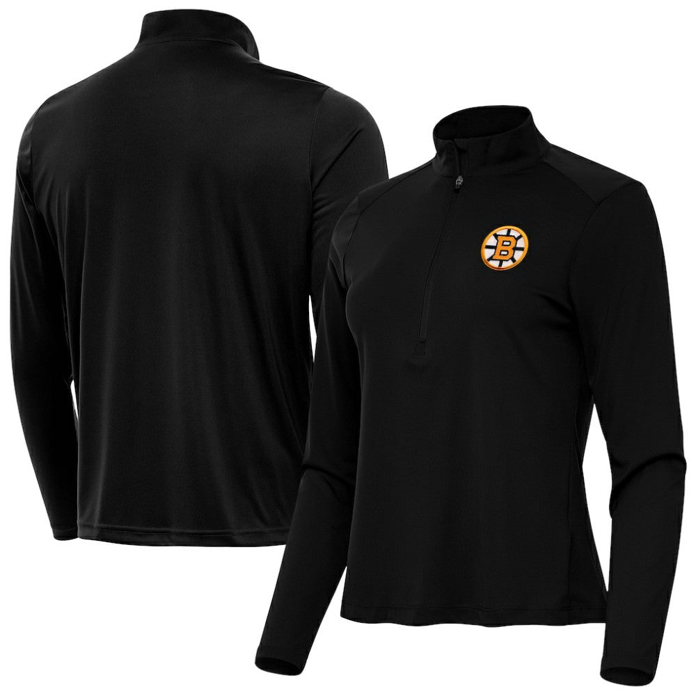 Boston Bruins Antigua Women's Tribute Half-Zip Pullover - Black - NHL