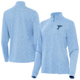 St. Louis Blues Antigua Mentor Long Sleeve Quarter-Zip Mock Polo - Heather Blue - NHL