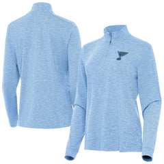 St. Louis Blues Antigua Mentor Long Sleeve Quarter-Zip Mock Polo - Heather Blue - NHL