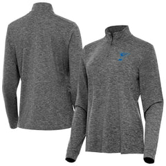 St. Louis Blues Antigua Mentor Long Sleeve Quarter-Zip Mock Polo - Heather Black - NHL