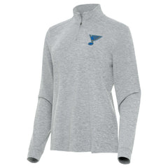 St. Louis Blues Antigua Mentor Long Sleeve Quarter-Zip Mock Polo - Heather Gray - NHL