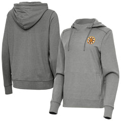Boston Bruins Antigua Women's Justice Pullover Hoodie - Heather Black - NHL