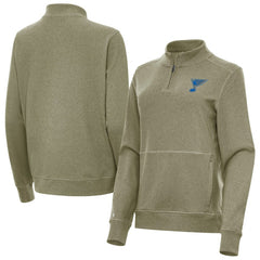 St. Louis Blues Antigua Women's Crush Quarter-Zip Pullover - Olive - NHL