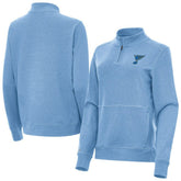 St. Louis Blues Antigua Women's Crush Quarter-Zip Pullover - Heather Blue - NHL