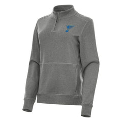 St. Louis Blues Antigua Women's Crush Quarter-Zip Pullover - Heather Black - NHL