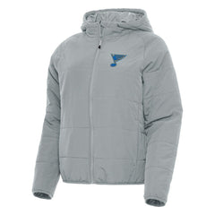St. Louis Blues Antigua Women's Raglan Universe Full-Zip Hooded Jacket - Gray - NHL
