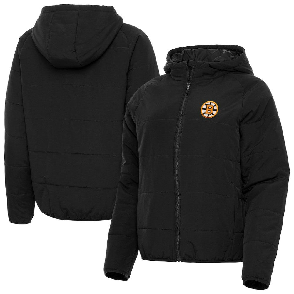 Boston Bruins Antigua Women's Raglan Universe Full-Zip Hooded Jacket - Black - NHL