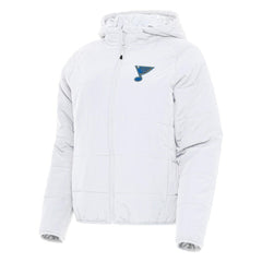 St. Louis Blues Antigua Women's Raglan Universe Full-Zip Hooded Jacket - White - NHL