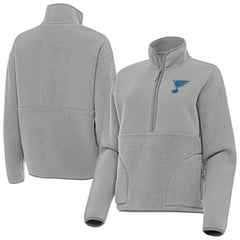St. Louis Blues Antigua Women's Figure Half-Zip Pullover - Gray - NHL