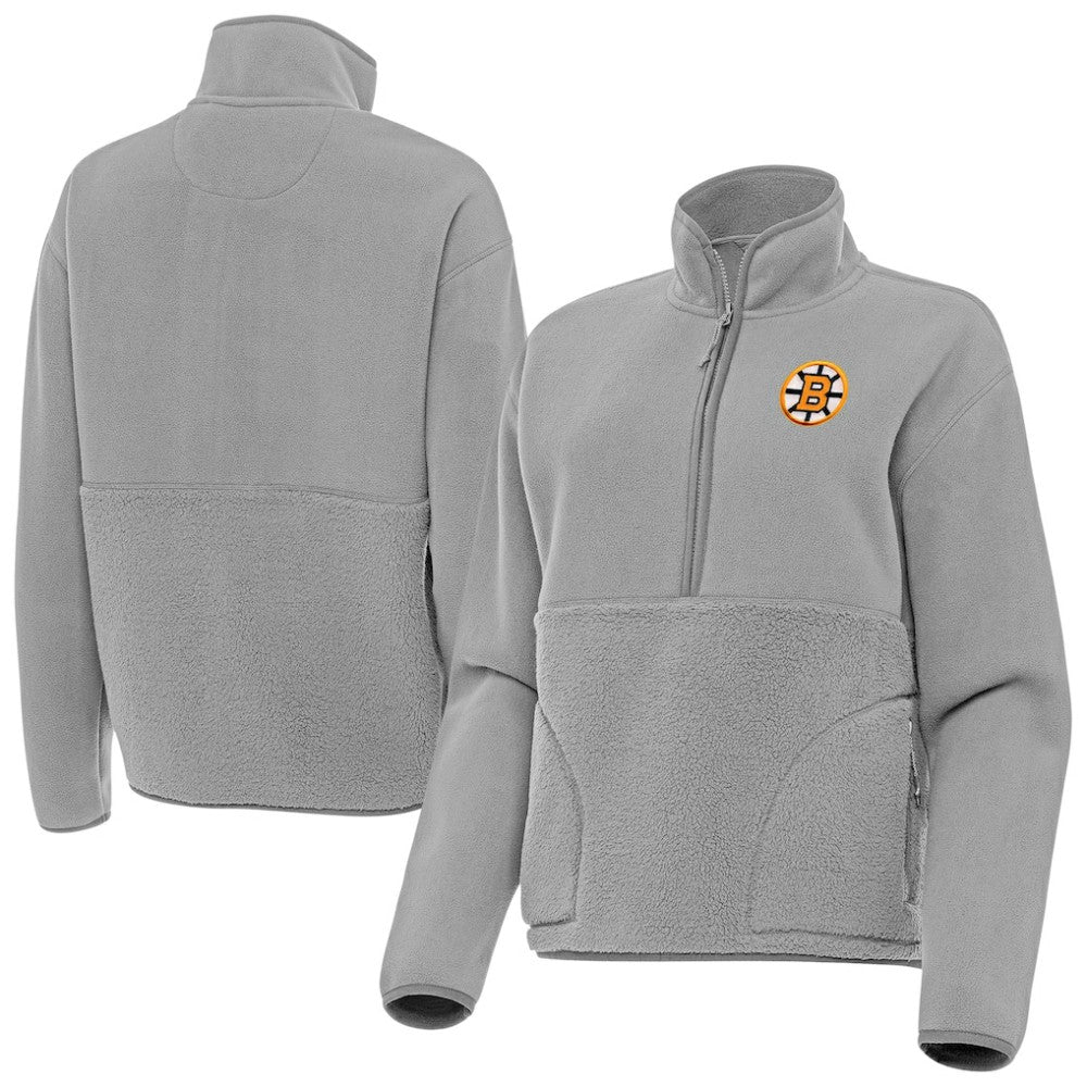 Boston Bruins Antigua Women's Figure Half-Zip Pullover - Gray - NHL