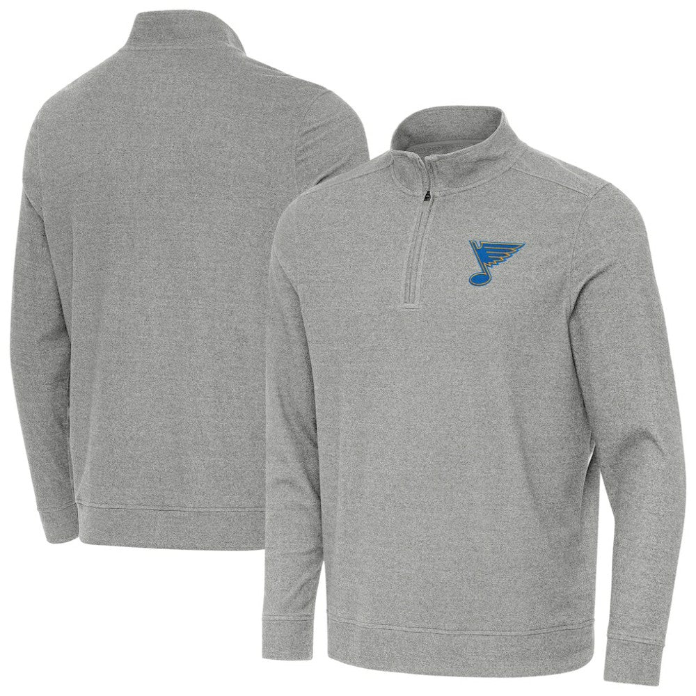 St. Louis Blues Antigua Subtle Quarter-Zip Sweatshirt - Heather Gray - NHL