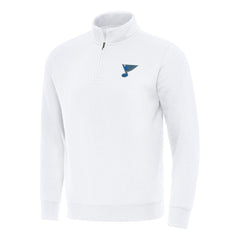 St. Louis Blues Antigua Victory Quarter-Zip Pullover Top - White - NHL
