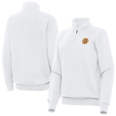 Boston Bruins Antigua Women's Victory Quarter-Zip Pullover Top - White - NHL