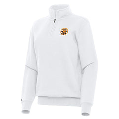 Boston Bruins Antigua Women's Victory Quarter-Zip Pullover Top - White - NHL