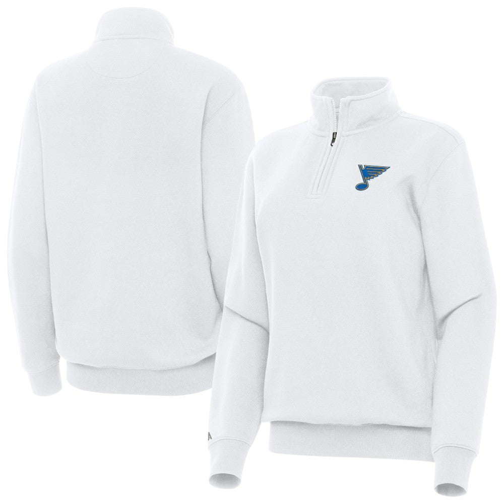 St. Louis Blues Antigua Women's Victory Quarter-Zip Pullover Top - White - NHL