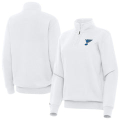 St. Louis Blues Antigua Women's Victory Quarter-Zip Pullover Top - White - NHL